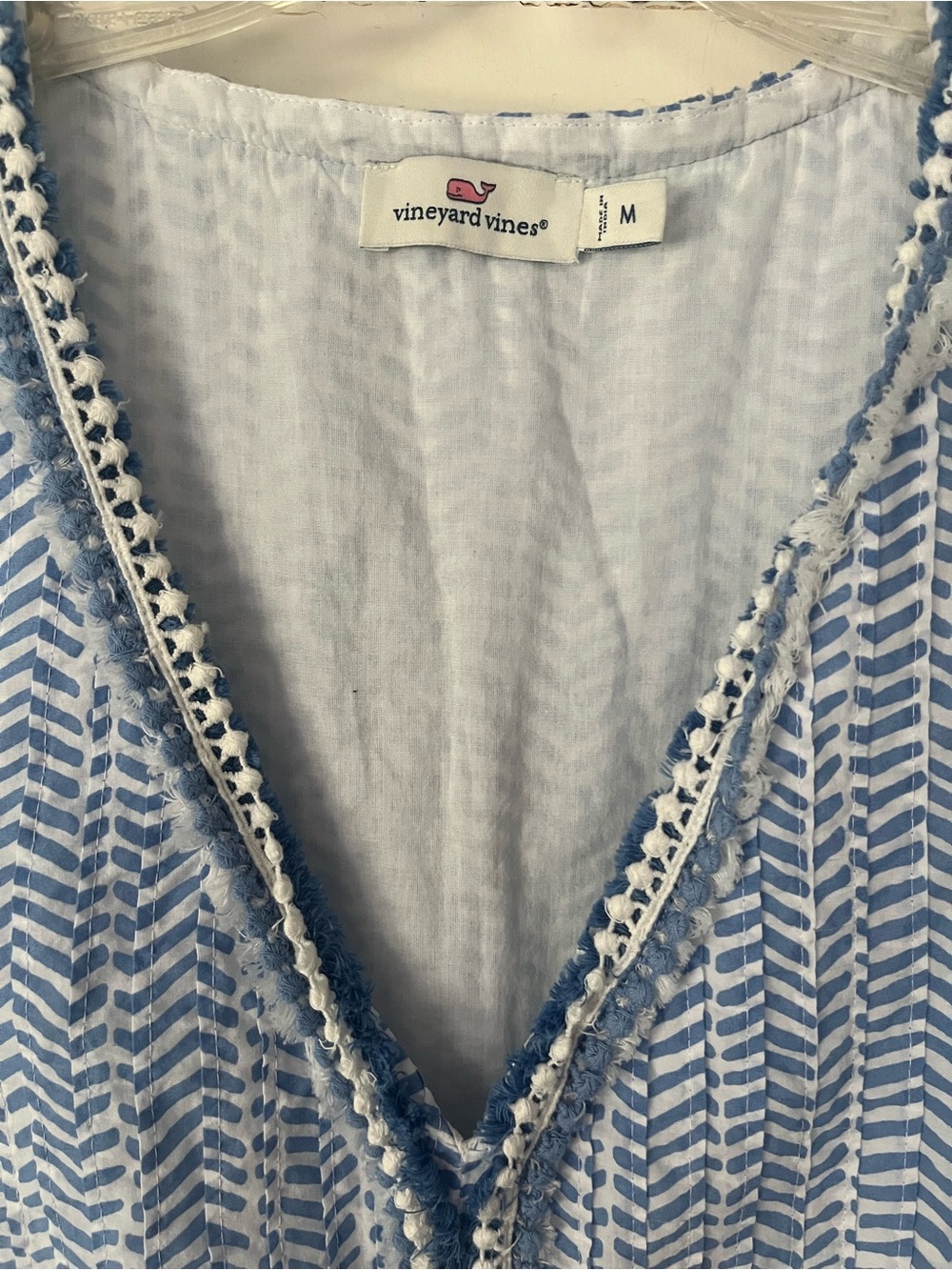 Vineyard Vines Blue and White Sleeveless V-Neck Printed Dress - Picture 2 of 5